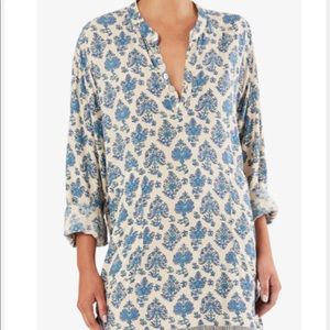 Natalie Martin Apres Swim Top, Cyprus Print Blue, size M